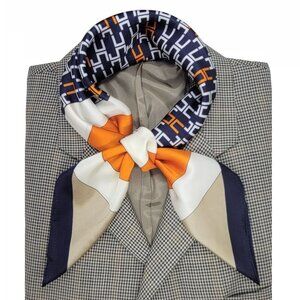 ✨Luxurious Elegant Bandana Square Scarf Silky Soft Satin Soft ORANGE Geometric✨